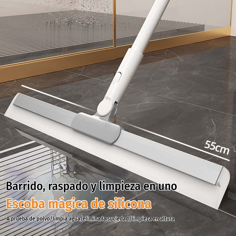 🧹 Squeegee de silicona 3 en 1 – fácil de limpiar, no retiene pelo, mango telescópico de acero inoxidable ✨