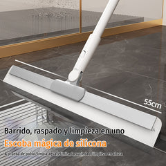 🧹 Squeegee de silicona 3 en 1 – fácil de limpiar, no retiene pelo, mango telescópico de acero inoxidable ✨