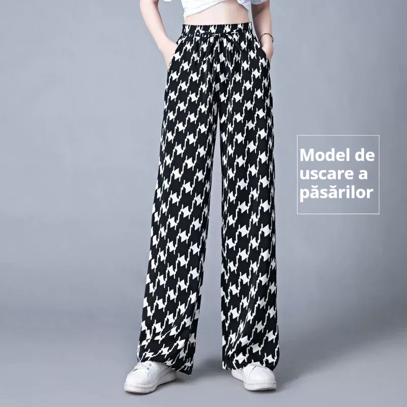 🔥【40-105KG】👖Pantalones casuales de mujer confeccionados en seda glacial, talla grande, corte ajustado, agradables para la piel y transpirables