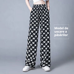 🔥【40-105KG】👖Pantalones casuales de mujer confeccionados en seda glacial, talla grande, corte ajustado, agradables para la piel y transpirables