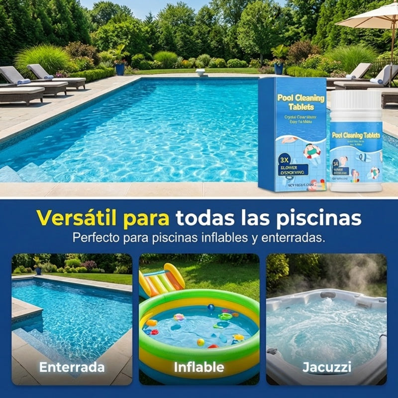 🏊‍♂️【2 botellas】Tabletas de Limpieza para Albercas para Agua Cristalina