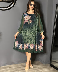 【S-5XL】 🌷 Vestido de verano con tul estampado de rosas