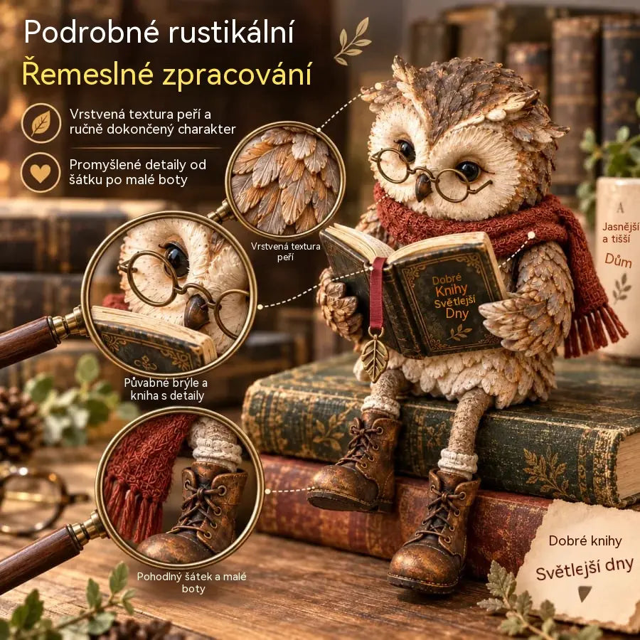 💥 Sleva 50 % po omezenou dobu! 🦉 Rozkošná figurka sovy, která čte