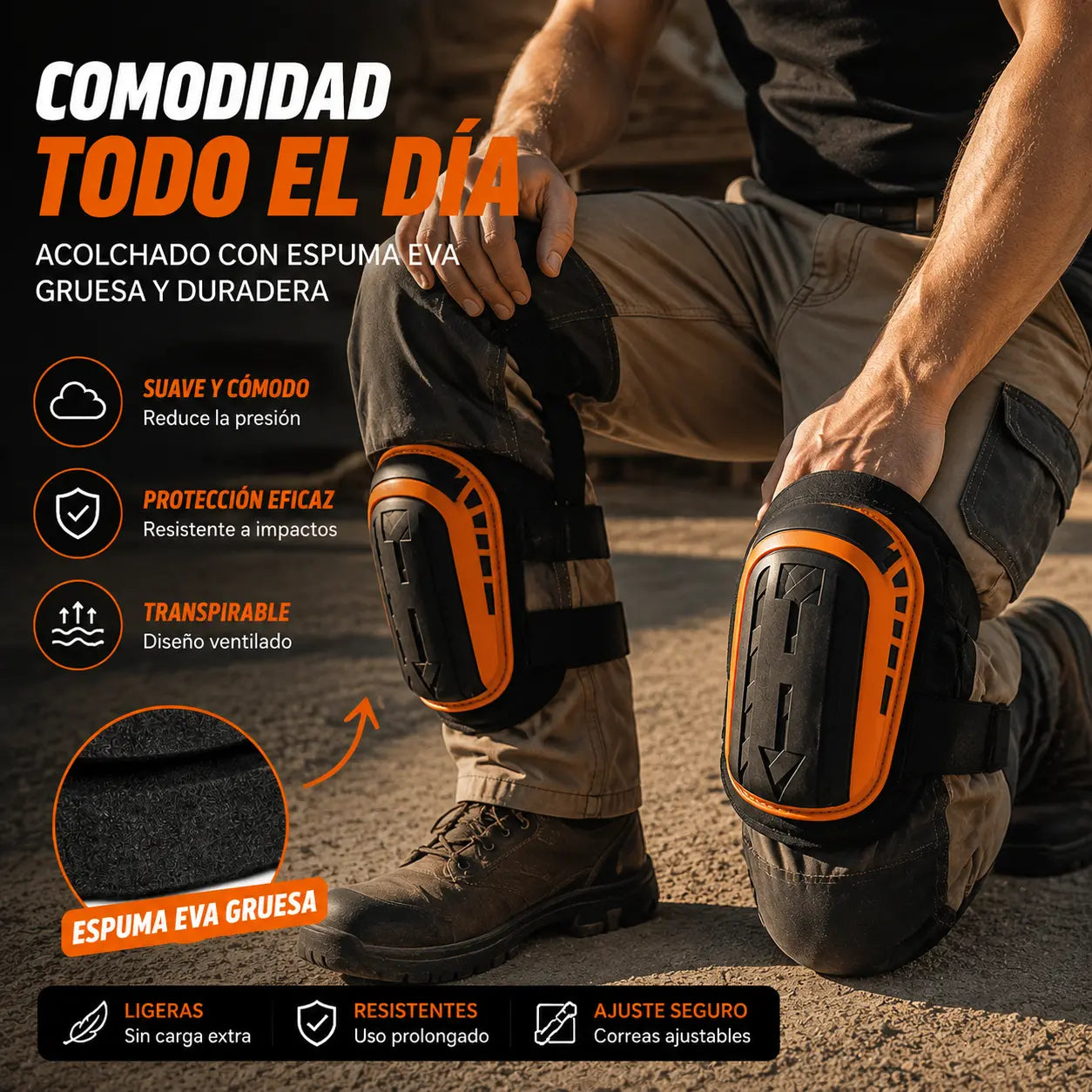 🛡️ ¡50% DE DESCUENTO POR TIEMPO LIMITADO! ✨Rodillera cómoda y resistente: almohadilla protectora resistente a la abrasión y a los impactos contra abrasiones en las rodillas.