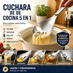 🔄🍲 ¡Oferta por tiempo limitado! 50% de descuento – Cuchara multiusos 🌿 colador y separador, 🧂 función de molido, 🍾 abridor – ¡todo en 1!