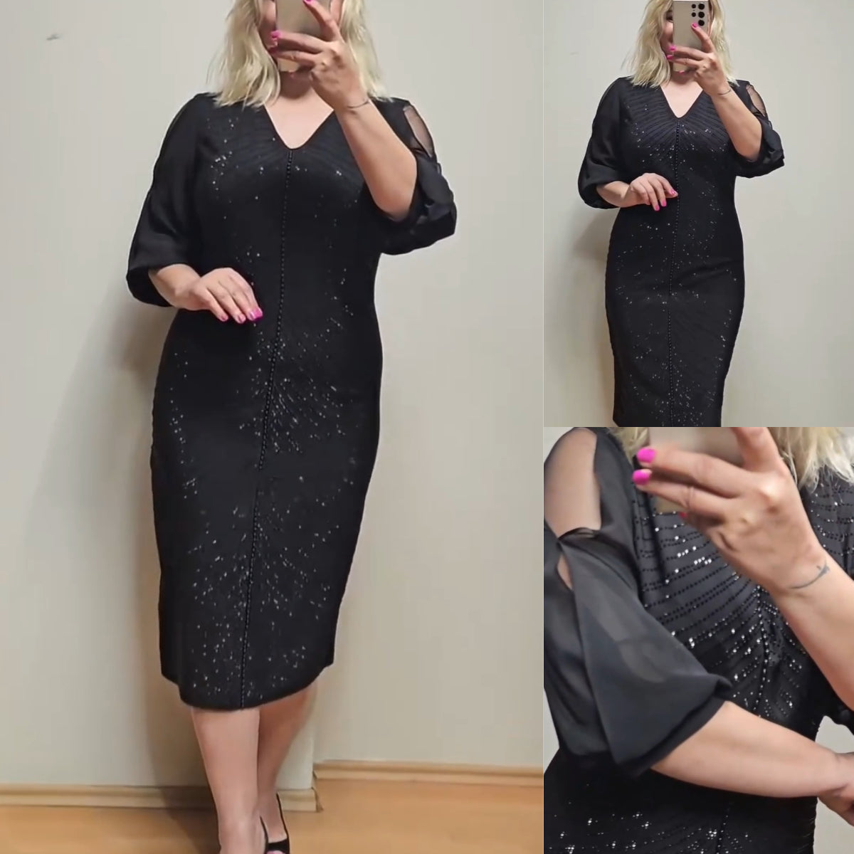 🔥Oferta por tiempo limitado 🔥【S-5XL】Vestido midi elegante y moderno con mangas de tul