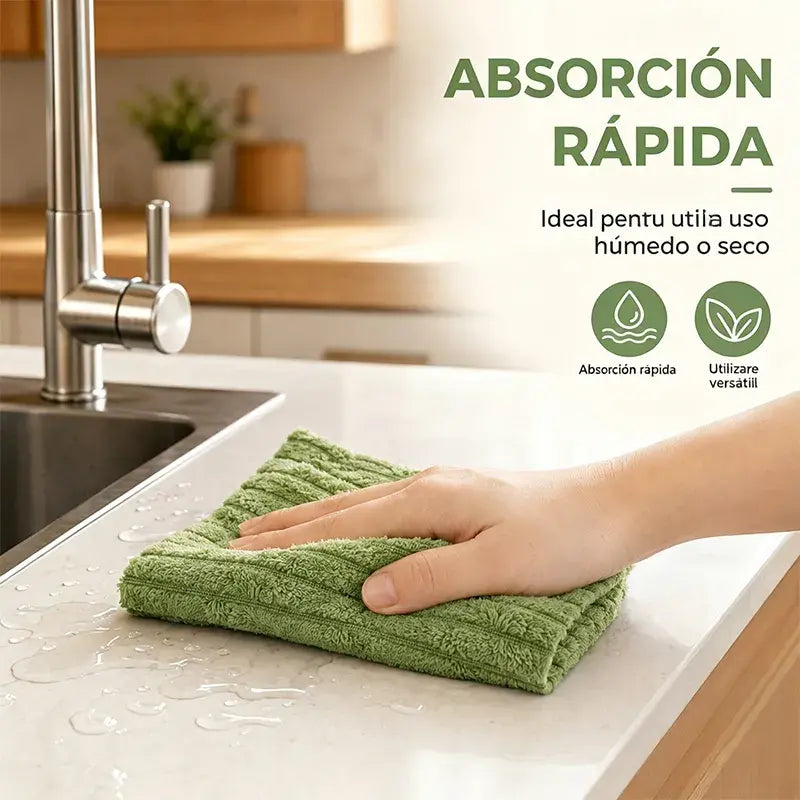 🧽Paño de limpieza de microfibra de felpa gruesa – Uso seco y húmedo, súper absorbente, sin dejar pelusas ✨