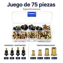 【75pcs】🛠️ Juego de Remachadora de Tuercas Manual | Herramienta Fácil para Colocar Tuercas Remachables en Metal, Chapas y Automóviles (M3-M6)🔧