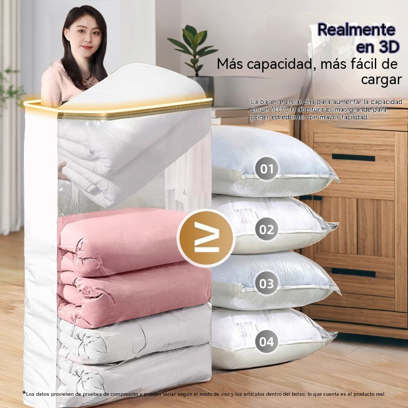🧳【Juego de 5 piezas】💨 Bolsa de almacenamiento al vacío grande y compresible: no requiere bomba, es a prueba de fugas e ideal para ahorrar espacio en maletas y en casa ✈️
