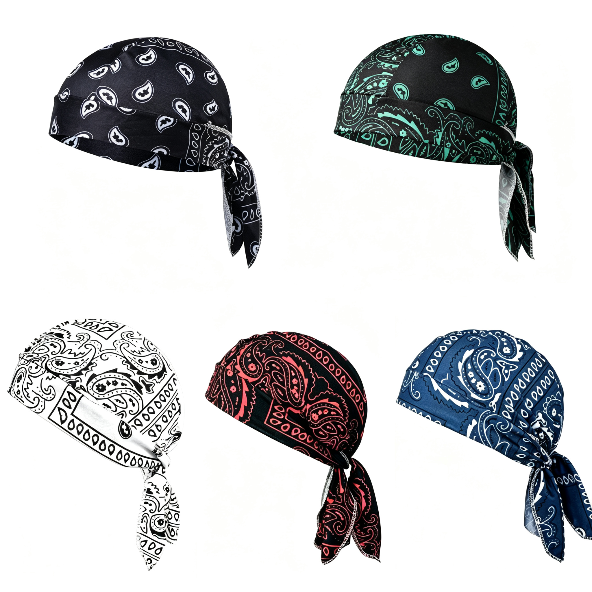 【Paquete de gran valor – 5 piezas】Elegante sombrero/pañuelo para la cabeza de estilo retro hecho de seda transpirable