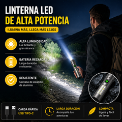 👍👍Linterna láser LED blanca multifuncional, recargable y con zoom telescópico.