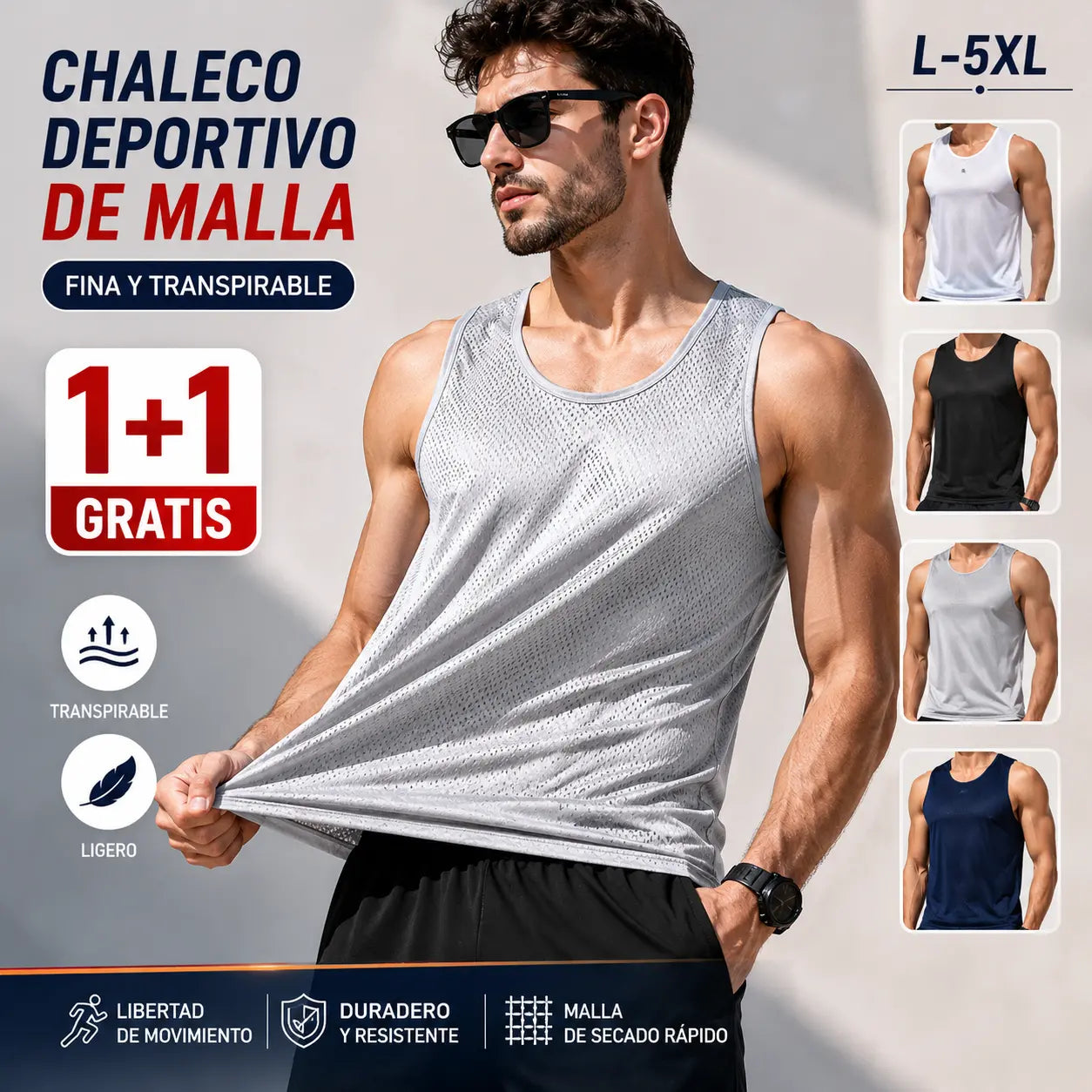 🔥【Compre 1 y obtenga 1 gratis】（2 piezas）Camiseta informal de seda helada para hombre ✅ Ligera, transpirable y de secado rápido.
