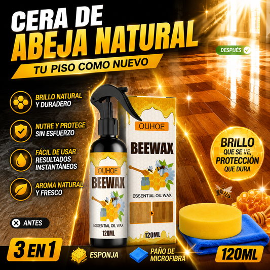 🔥【120 ml + esponja + paño】Spray de cera de abeja natural micromolecular para el cuidado de muebles, mantenimiento y pulido de suelos.
