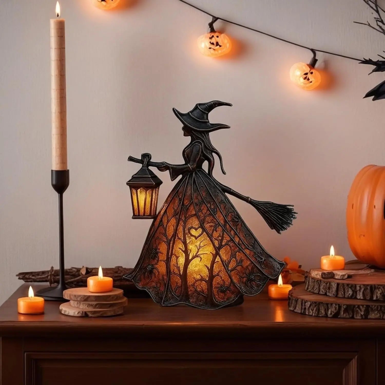 🧙‍♀️ Boszorkánylámpa – egy hátborzongató gótikus lámpás dekoráció, egyedi asztali lámpa dísztárgy, lábakkal ellátott éjszakai fény, amely otthonra, tornácra, irodába és bulik díszítésére egyaránt alkalmas.