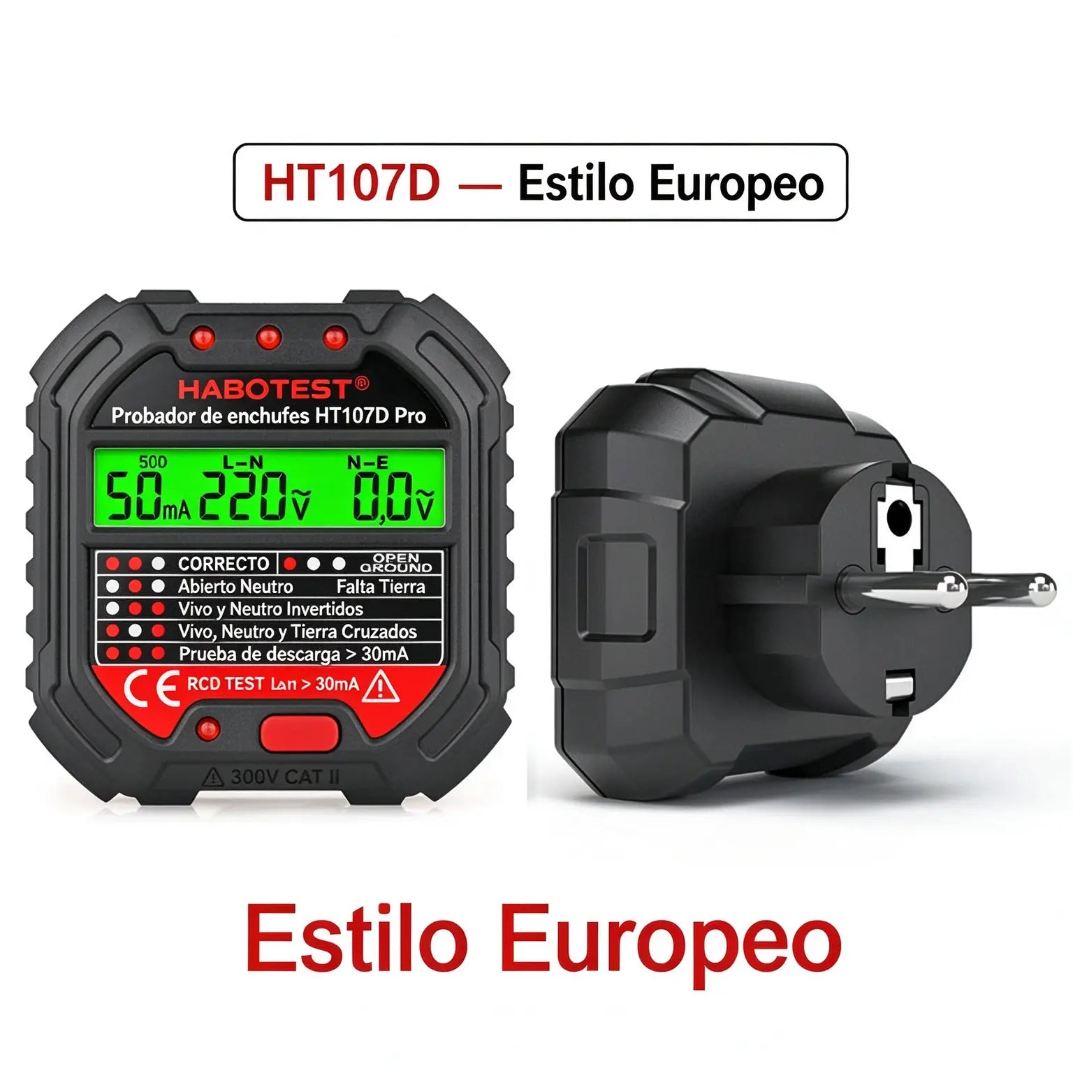 🔌⚡ Comprobador digital multifuncional de tomas de corriente, detector de secuencia de fases y verificador de cableado – Herramienta para probar enchufes con pantalla 🛠️✅