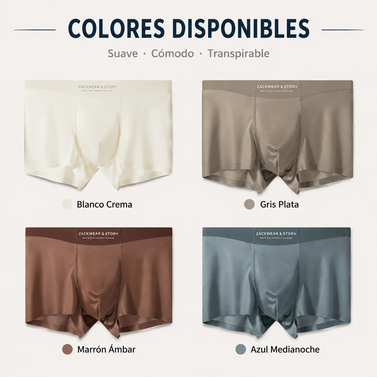 🔥4 piezas🩲 Calzoncillos bóxer sin costuras de seda helada para hombre, ropa interior de satén antifricción.