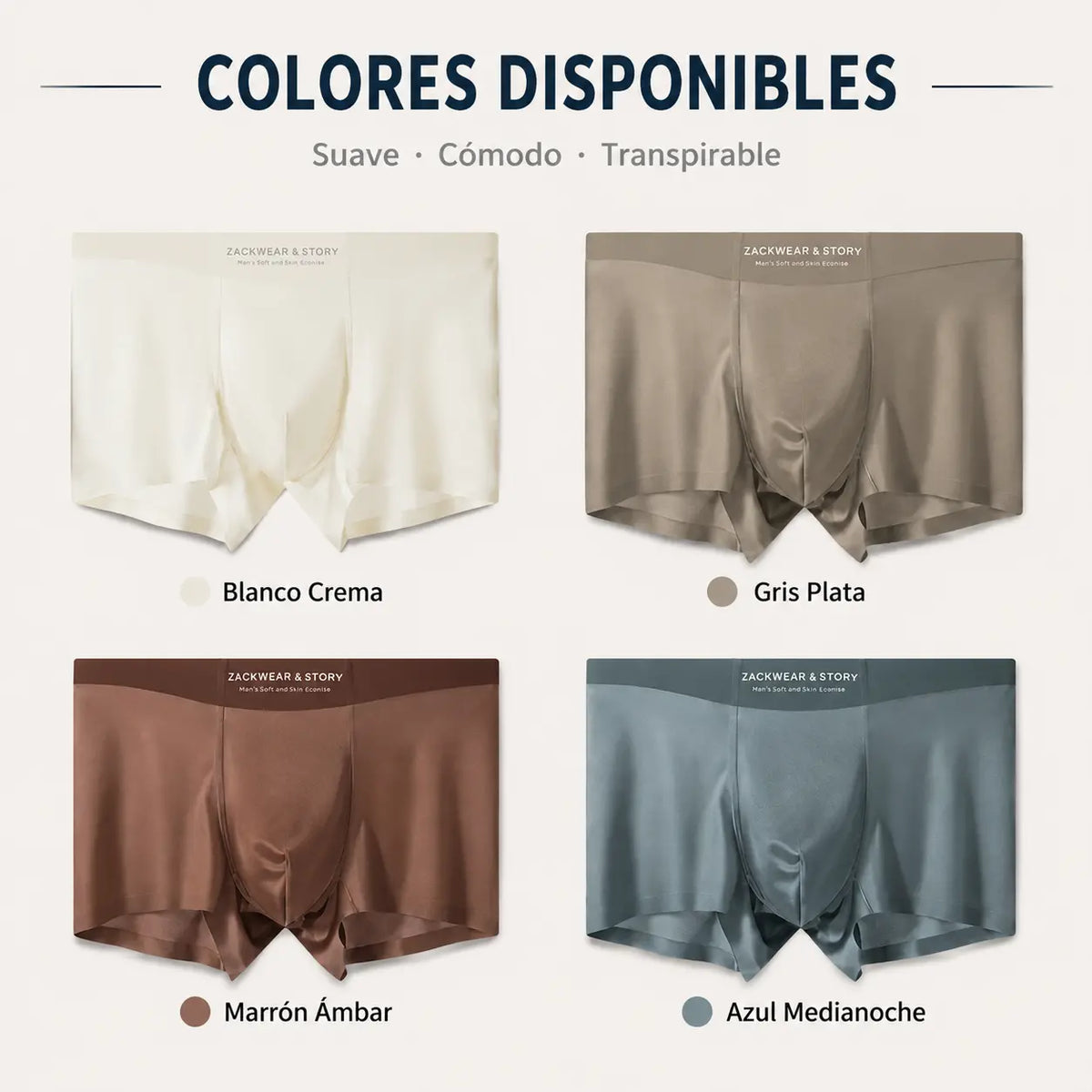 🔥4 piezas🩲 Calzoncillos bóxer sin costuras de seda helada para hombre, ropa interior de satén antifricción.