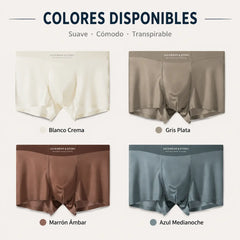 🔥4 piezas🩲 Calzoncillos bóxer sin costuras de seda helada para hombre, ropa interior de satén antifricción.