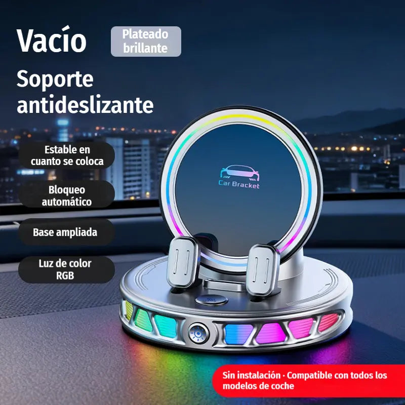 📱 Soporte para coche RGB con sujeción automática y carga inalámbrica de 15 W