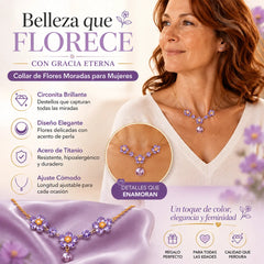 📢📢50% OFF !! ✨Elegant Purple Zircon Flower Pendant Necklace