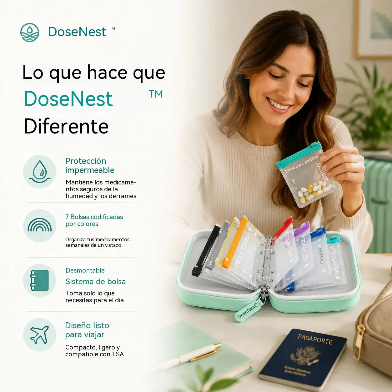 💊✨ Bolsa impermeable para medicamentos: bolsa portátil para medicamentos y suministros, adecuada para viajes, el hogar y el uso diario.