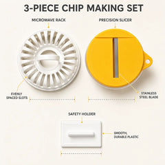 Juego de máquina casera para hacer patatas fritas en el microondas con recipiente para cortar.