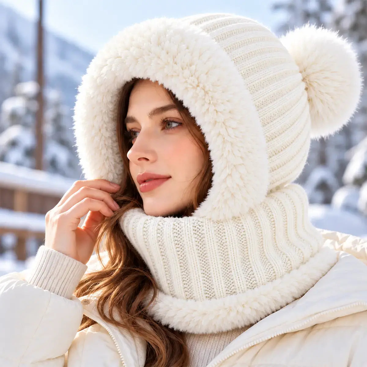 🧣❄️ Gorro de Punto 3 en 1 para Mujer | Bufanda, Cuello y Mascarilla Integrados | Forro Polar, Orejeras y Protección contra el Viento para Ciclismo 🚴‍♀️
