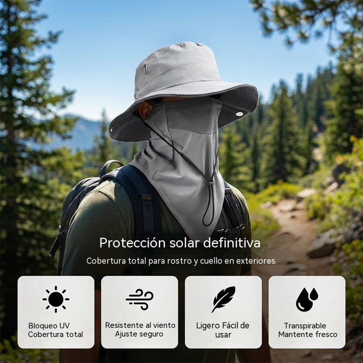 Gorro de pescador transpirable con mascarilla facial desmontable