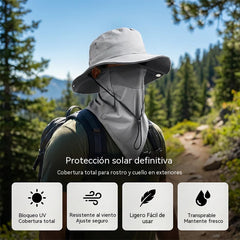 Gorro de pescador transpirable con mascarilla facial desmontable