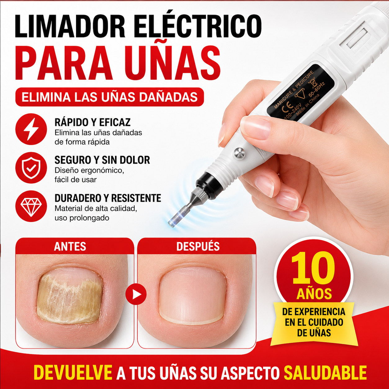 ✨ ¡50% de descuento! 💅👍 Lima de uñas eléctrica para el tratamiento de la onicomicosis