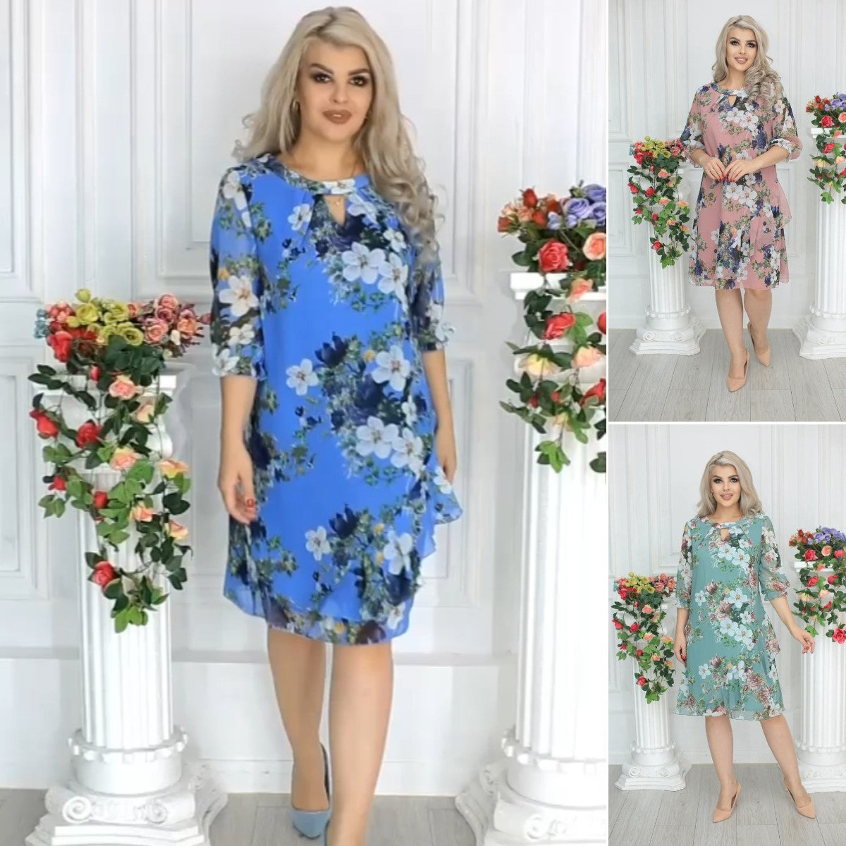 【S-5XL】💥Nuevo vestido de gasa estampado.