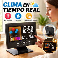 🔥Reloj despertador de mesa digital LED con monitor de temperatura y humedad y pronóstico del tiempo