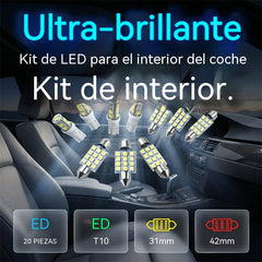 【20 piezas】🚗✨ Kit Universal de Luces LED para Interior de Auto | Súper Brillantes y Fácil Instalación 💡🔥