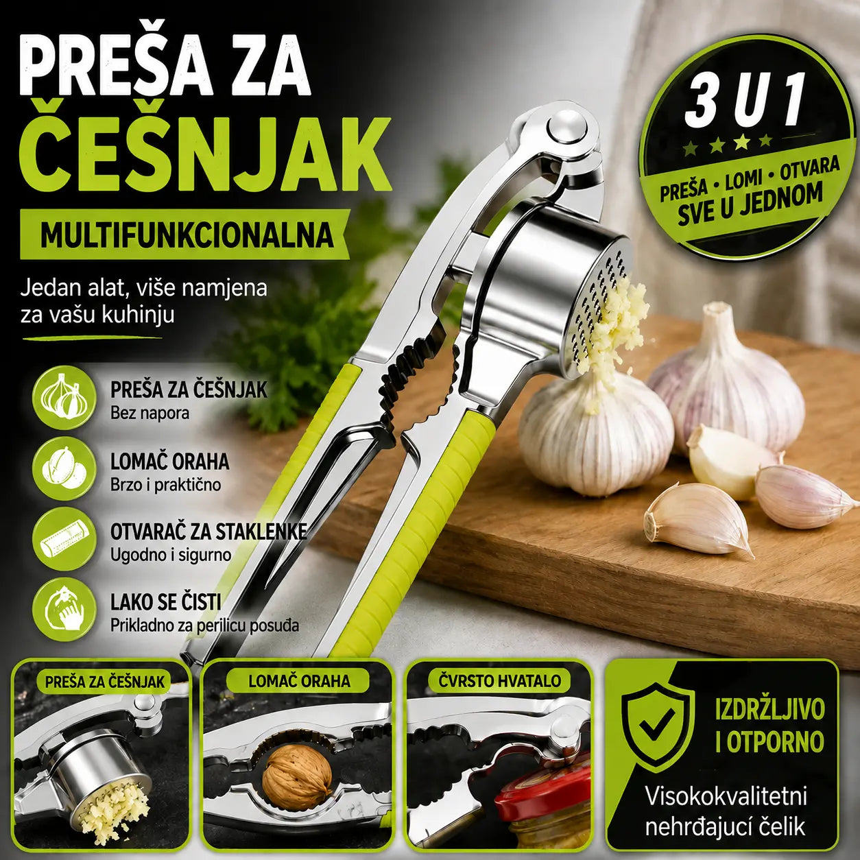 📢📢 50% popusta!💪🧄 Višenamjenska preša za češnjak od legure cinka, ergonomski dizajnirana i izdržljiva.