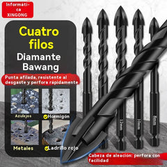 🔥【7 piezas/3-12 mm】Broca de cuatro filos de aleación de cerámica con mango hexagonal antideslizante ✅perforación de placas vitrificadas ✅placas ✅aleación de vidrio