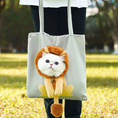 🥳¡Más vendido!🥳💞¡Más de 10.000 unidades vendidas! ✅Bolso de viaje para mascotas: diseño de cabeza abierta, estampado de melena de león, hecho de material de lona resistente.