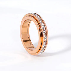 🔥Anillo giratorio Rotation Bar en acero de titanio con circonita
