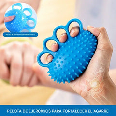 Pelota ortopédica para la recuperación de dedos y manos, con anillos de fijación, dispositivo de entrenamiento de fuerza y movilidad para personas mayores o con secuelas de un derrame cerebral.