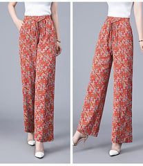 🔥【40-105KG】👖Pantalones casuales de mujer confeccionados en seda glacial, talla grande, corte ajustado, agradables para la piel y transpirables