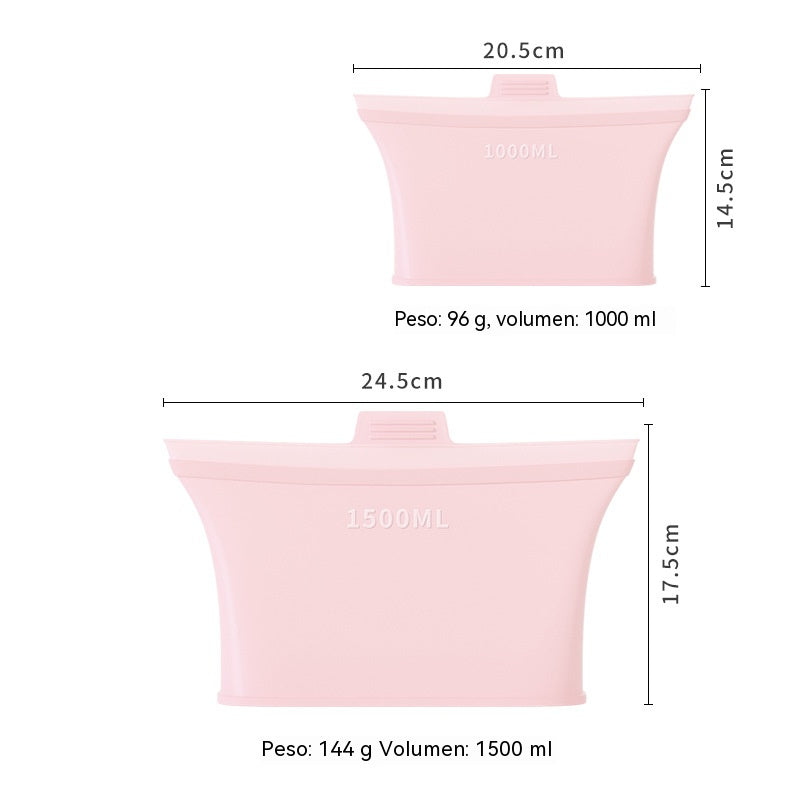 【1000ml+1500ml】Bolsas de silicona aptas para alimentos para sellar el refrigerador/bolsas para almacenar alimentos.