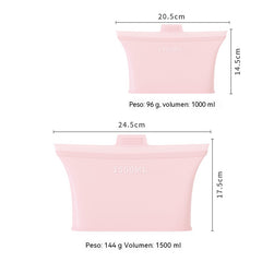 【1000ml+1500ml】Bolsas de silicona aptas para alimentos para sellar el refrigerador/bolsas para almacenar alimentos.