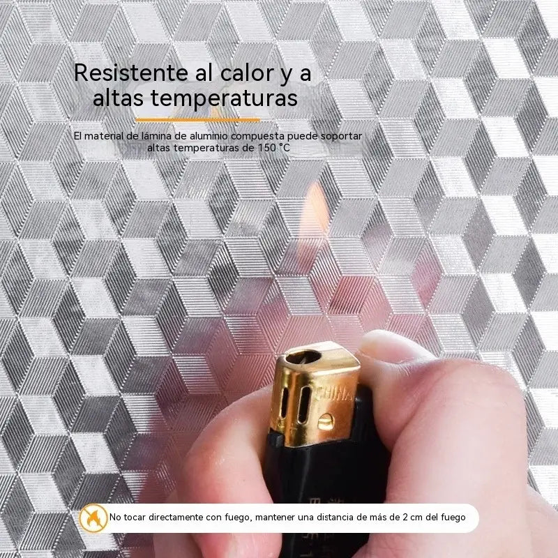 ♨️♨️【40cm*12m】 Lámina Adhesiva de Aluminio Removible – Antigrasa, Resistente al Calor y Fácil de Limpiar