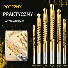 【Zestaw 6 elementów】⚙️ Zestaw wierteł krętych: Wykonany ze stali szybkotnącej, pokryty tytanem i odpowiedni do różnych materiałów 🧰
