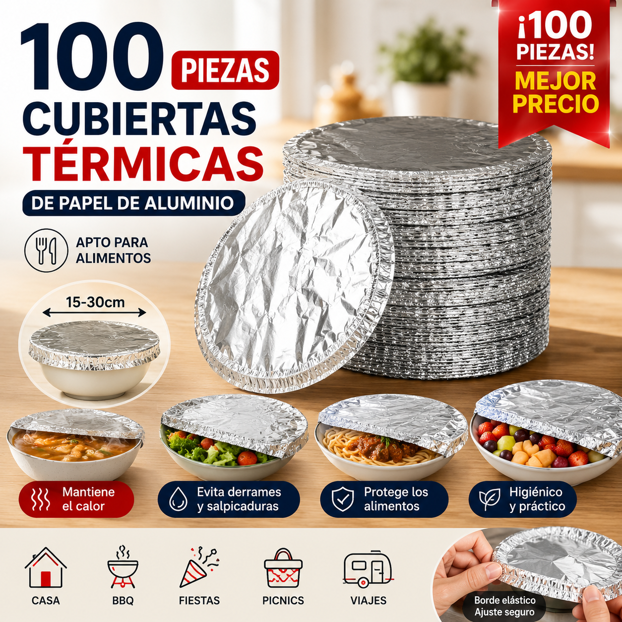📢📢 ¡50% DE DESCUENTO!⏰【100 piezas】 Cubierta aislante de papel de aluminio