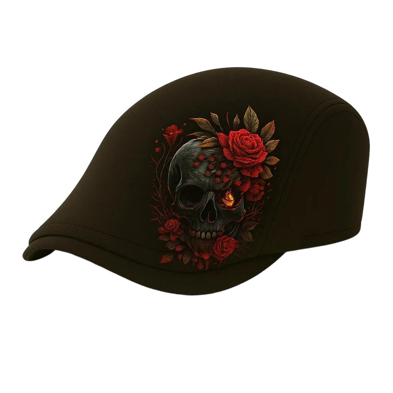 🔥☠️🌹Boina de calavera y rosa estilo gótico