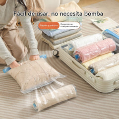 🧳【Juego de 10 piezas】💨 Bolsa de almacenamiento al vacío grande y compresible: no requiere bomba, es a prueba de fugas e ideal para ahorrar espacio en maletas y en casa ✈️