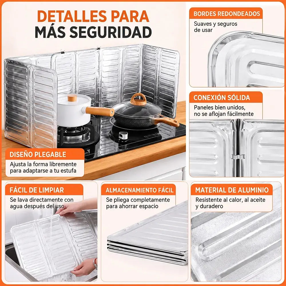 🛡️【¡Compre uno y obtenga uno gratis!】🔥 Protector antisalpicaduras de aluminio para cocina – Bloquea eficazmente la grasa, resistente a altas temperaturas y fácil de limpiar 🍳