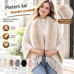 ❄️Elegantni i topli pleteni šal s plišanim ovratnikom, savršen za svaku prigodu i stvara sofisticiran izgled.