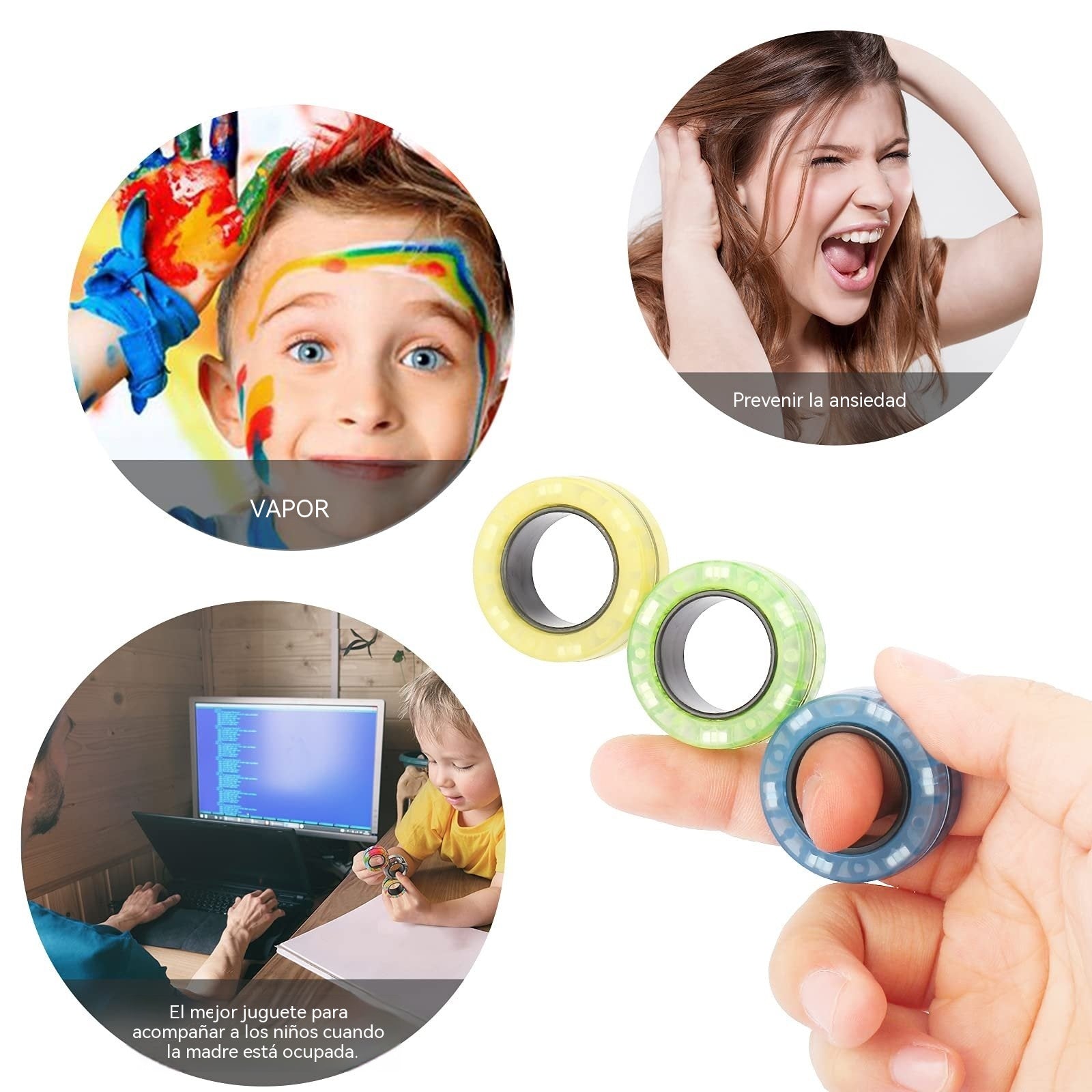 【3 piezas】🧲✨ Anillos Magnéticos Antiestrés – Relaja tu mente y mantén tus manos ocupadas 😌