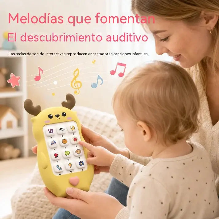 🎁2 piezas 25 euro🎨 Teléfono de juguete para bebés con diseño de ciervo: smartphone de simulación educativo bilingüe con música y cuentos para niños pequeños.